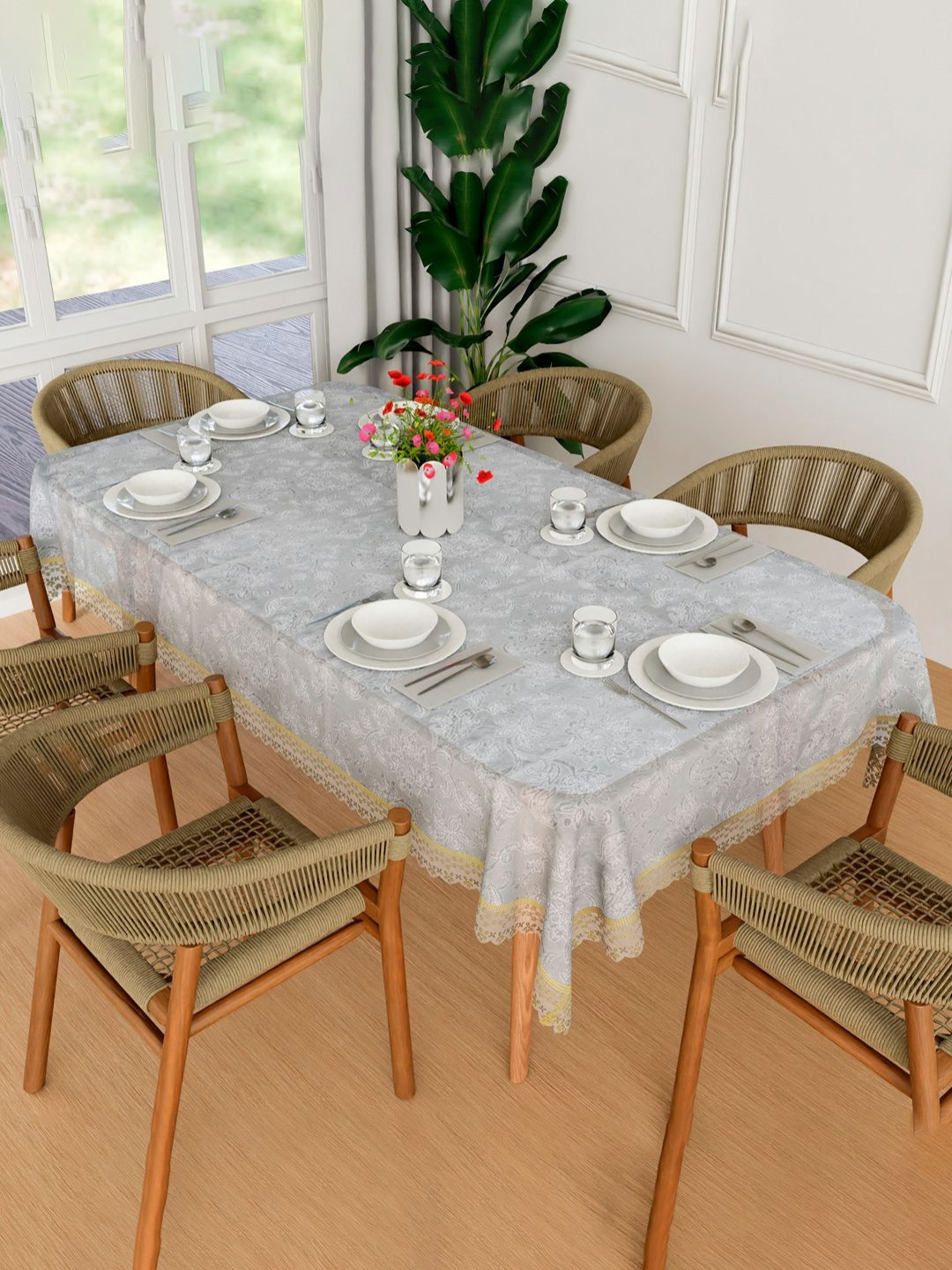 Aura Transparent Anti-Skid Plastic 6-Seater Table Cover