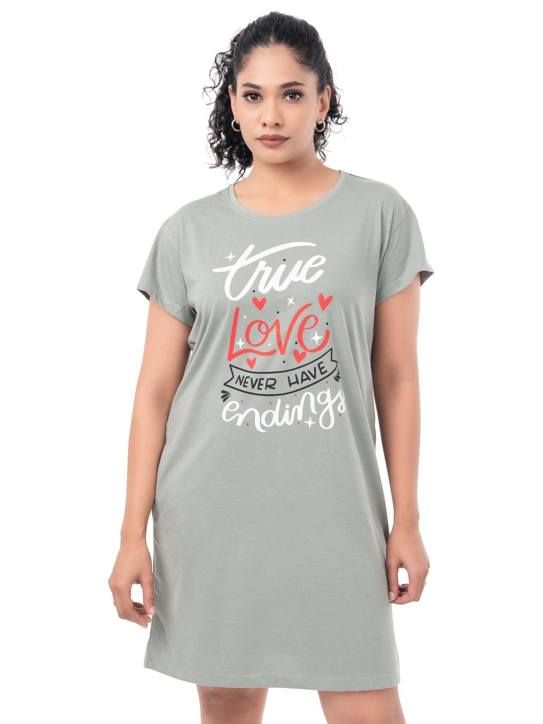 Digsel Cool Knee Length Graphic Printed Cotton Nightdress