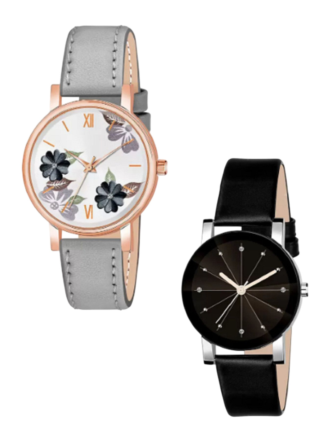 Miss Perfect Women Set of 2 Leather Straps Analogue Watches AC90