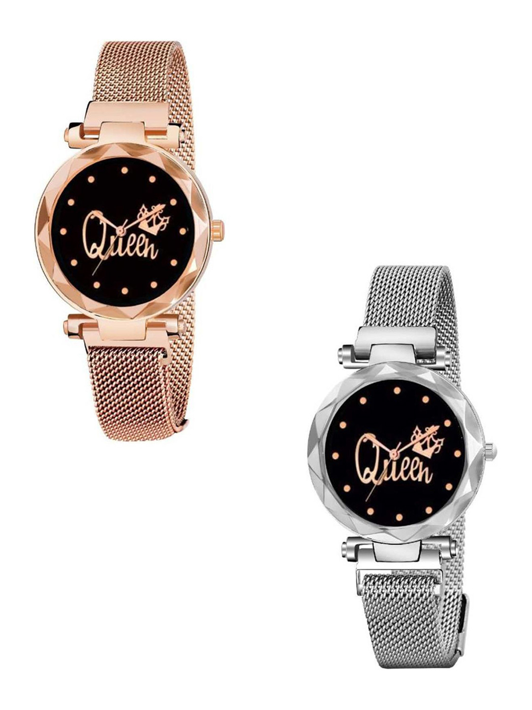 Miss Perfect Women Pack Of 2 Embellished Dial & Textured Straps Analogue Watch CO416