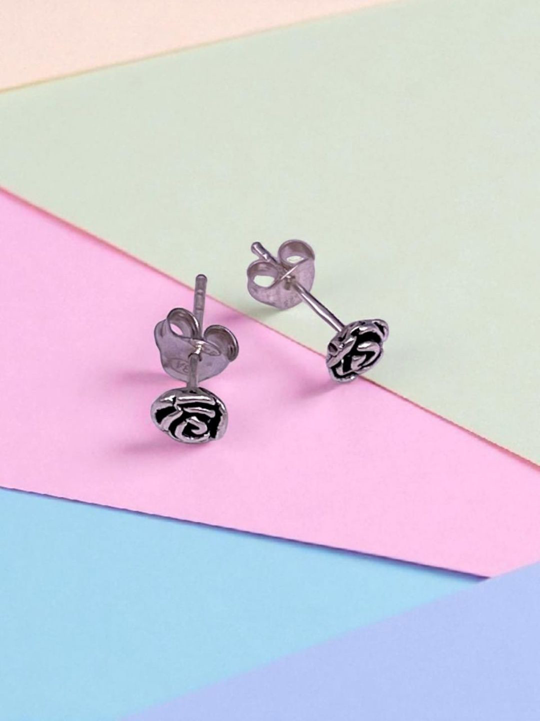 LBV Rhodium Plated Floral Shaped Studs