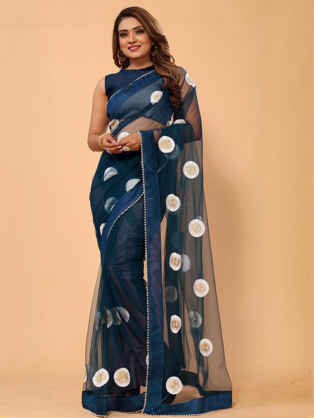 PATLANI STYLE Soft Net Embroidery Work Saree
