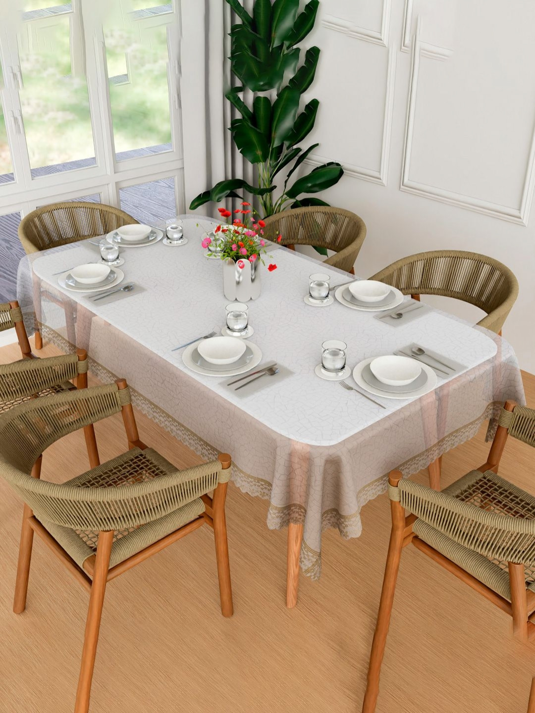 Aura Transparent Anti-Skid Plastic 6-Seater Table Cover