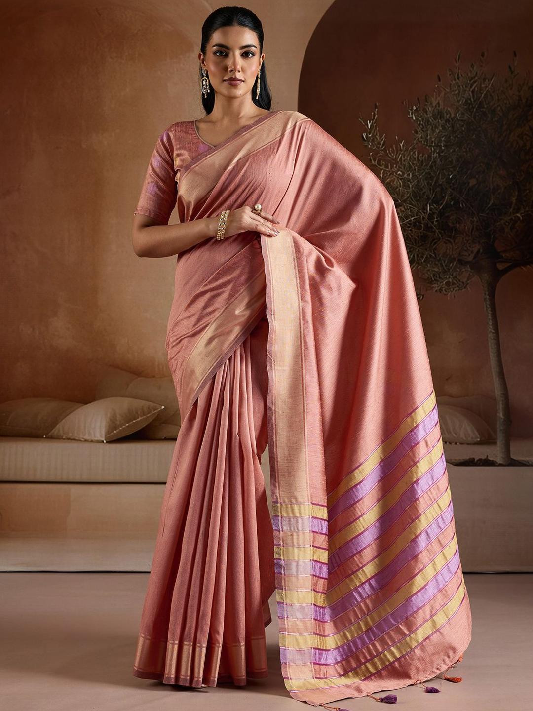 House of Pataudi Bhagalpuri Silk Saree with Unstitched Blouse