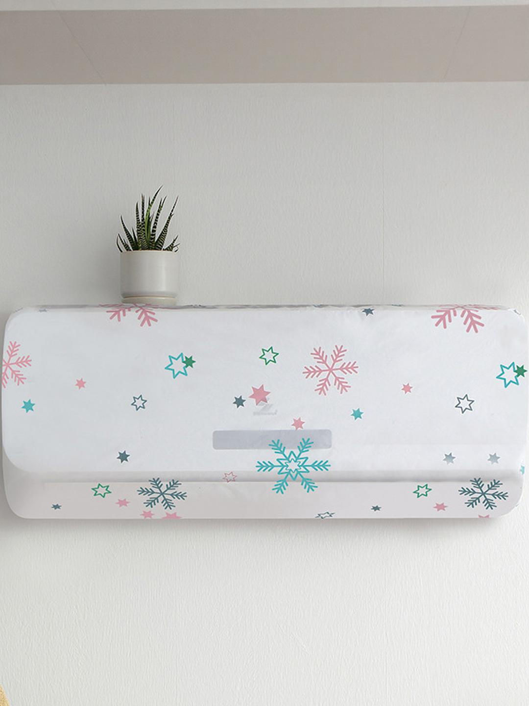 4square White Printed Cotton Appliance Covers For Air Conditioner