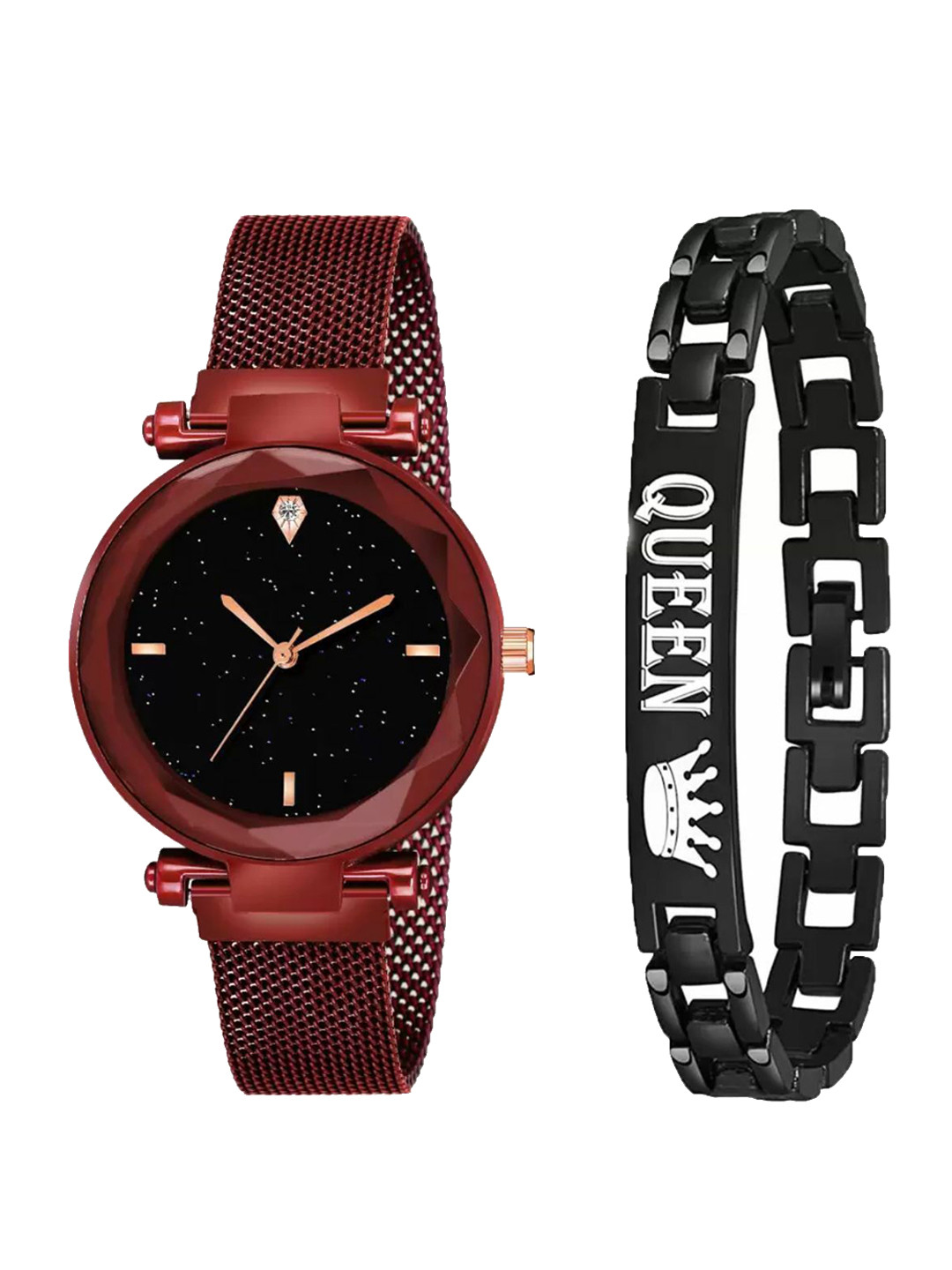 Miss Perfect Women Printed Bracelet & Embelished Analog Watch Gift Set jk2286