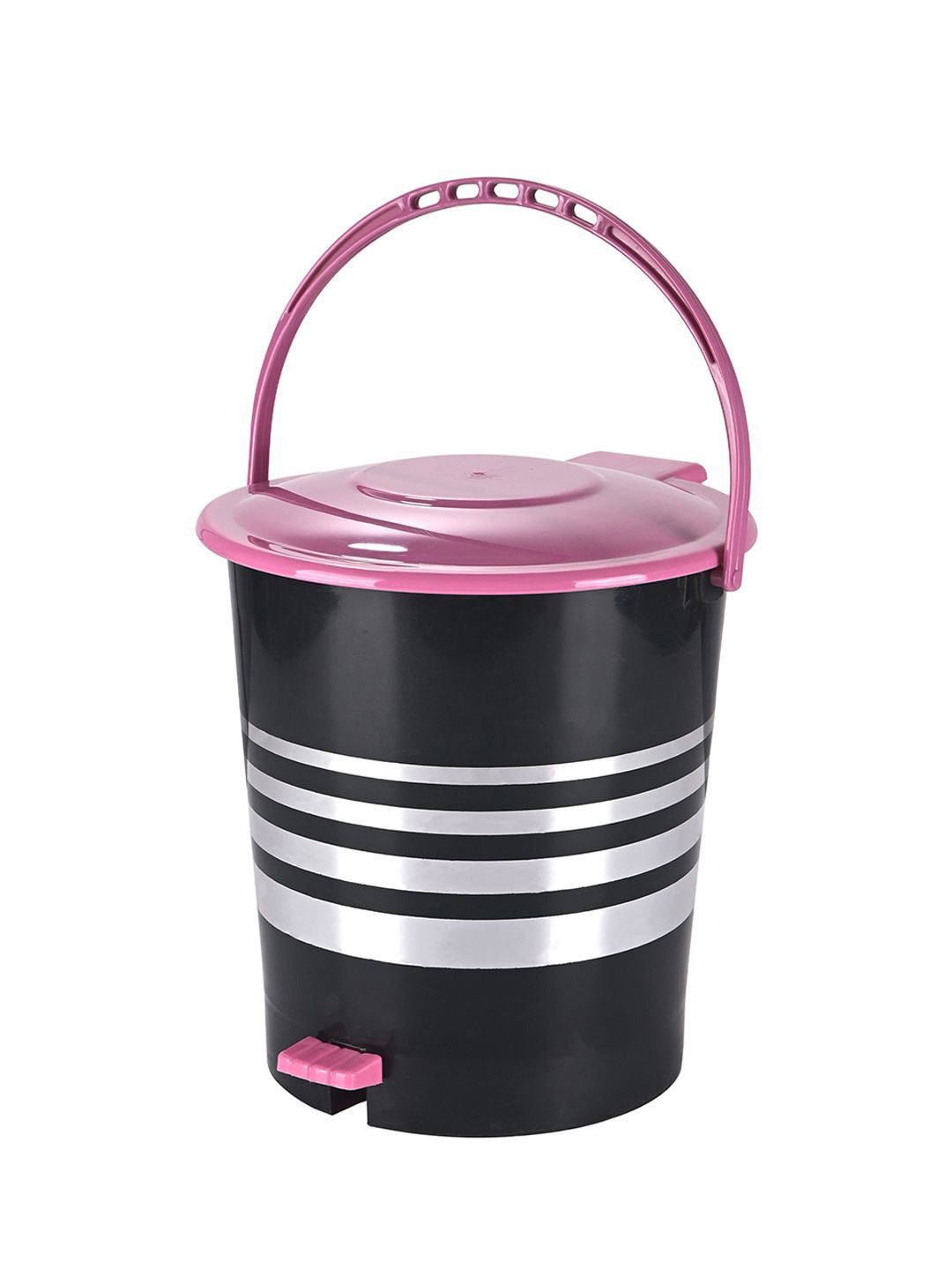 Kuber Industries Unisex Black & Pink Lightweight Pedal Dustbins With Handle -10 L