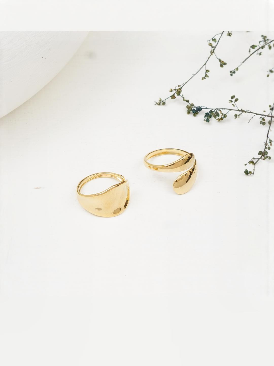 MILLER Pack of 2 Anti Tarnish Gold Plated Stainless Steel Ring