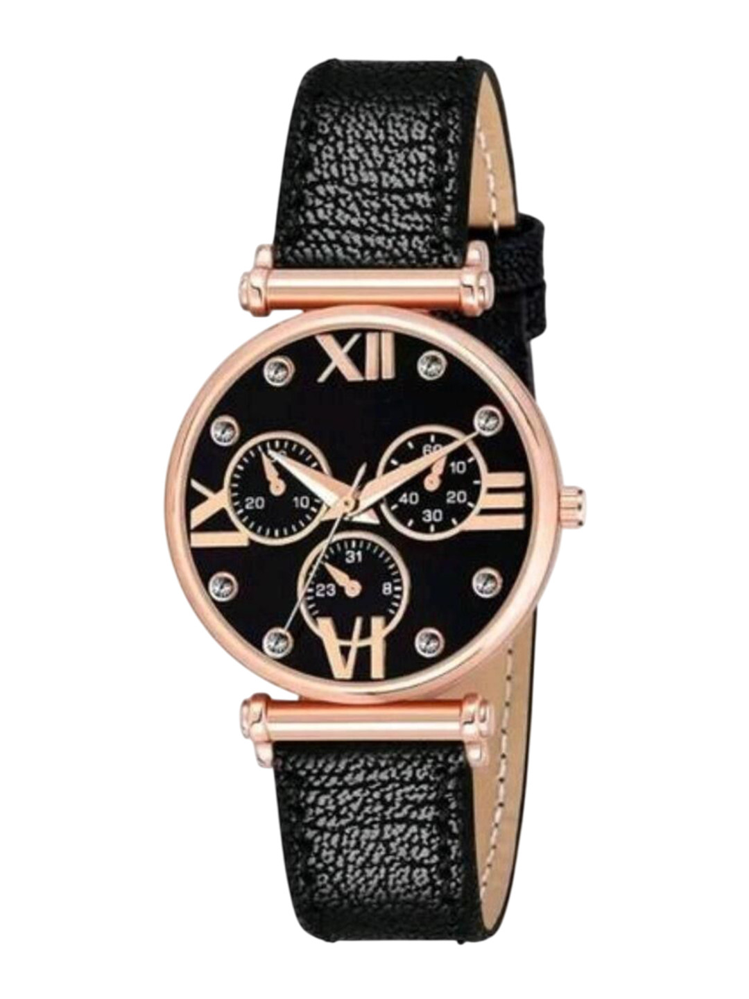 Miss Perfect Women Round Dial & Leather Textured Straps Analogue Watch Cvv45