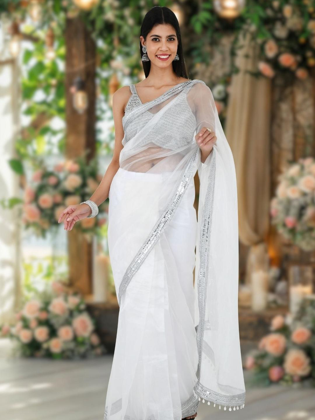 Apni Maati Vastram Embellished Sequinned Tissue Saree