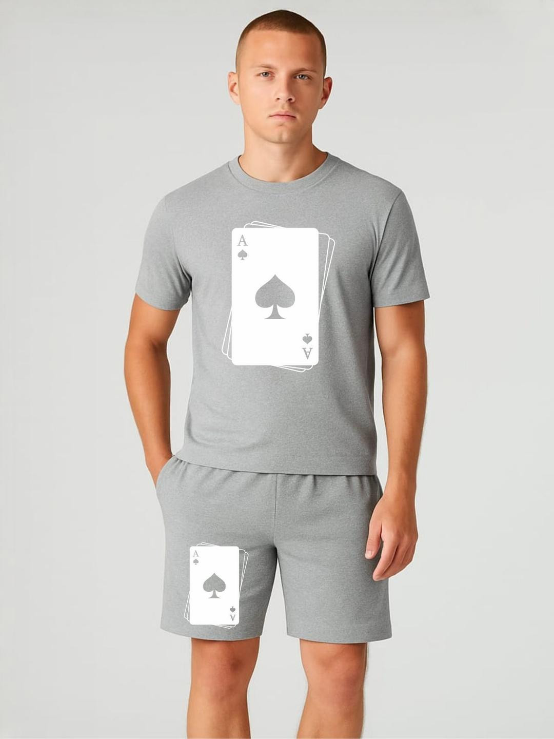 FABSTIEVE Men Ace spade Printed Round Neck T-Shirt With Shorts Co-ords