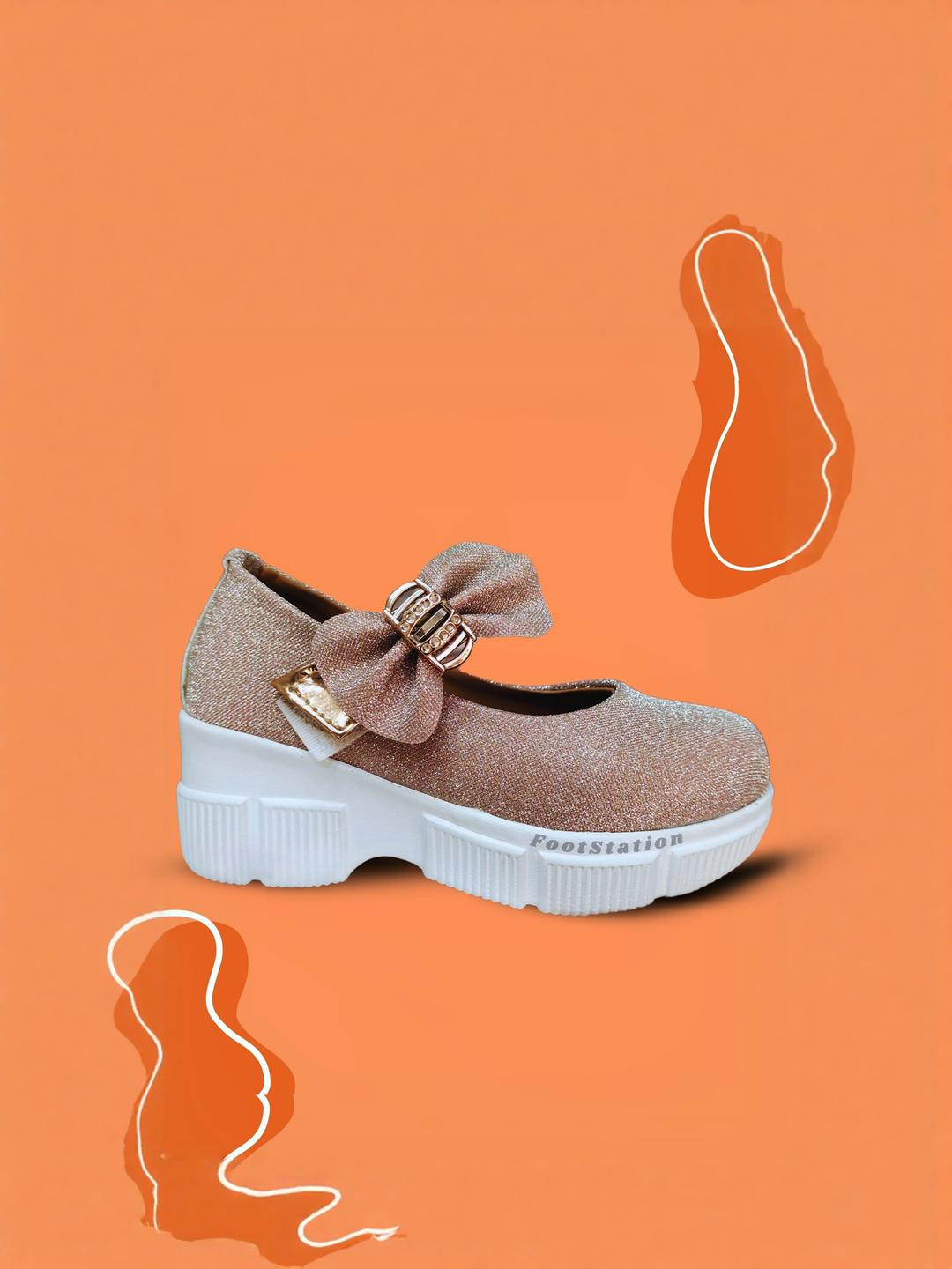 FootStation Kids-Girls Gold Canvas Casual Shoes