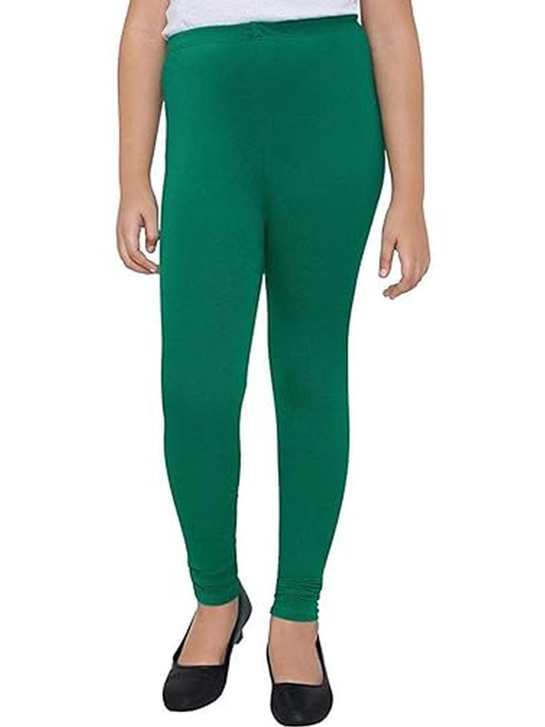 TIK TOK WEARS Girls Pack of 2 Red & Green Plain Cotton Churidar Leggings