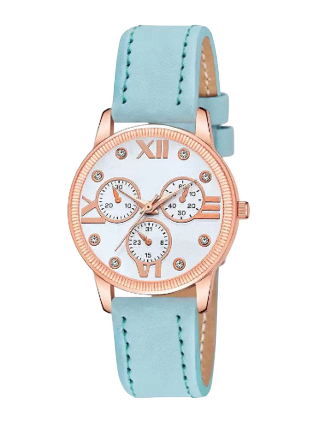 Miss Perfect Women Embellished Dial & Leather Textured Straps Analogue Watch PL464