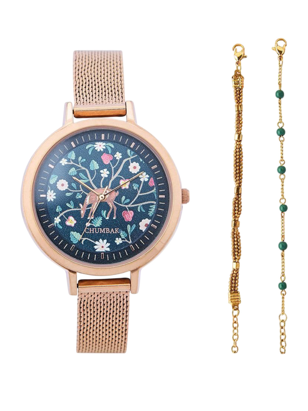 Chumbak Hangul Mesh Strap Watch with Bracelet Set