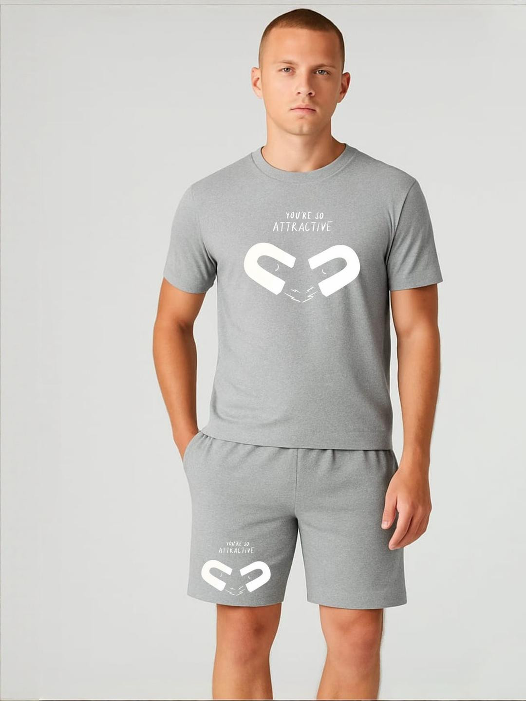 FABSTIEVE Men You are so attractive Printed Round Neck T-Shirt With Shorts Co-ords