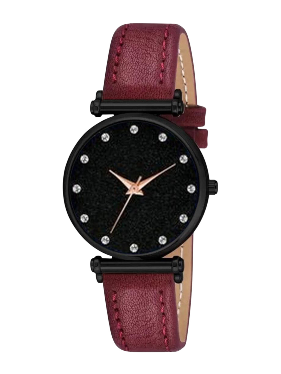Miss Perfect Unisex Embellished Dial & Leather Straps Analogue Watch Cvv457