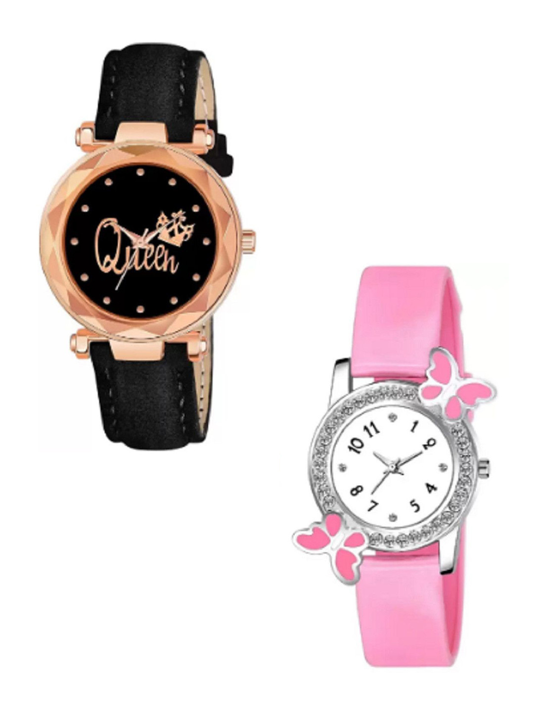 Miss Perfect Women Set Of 2 Printed Dial & Leather Straps Analogue Watch LJ212