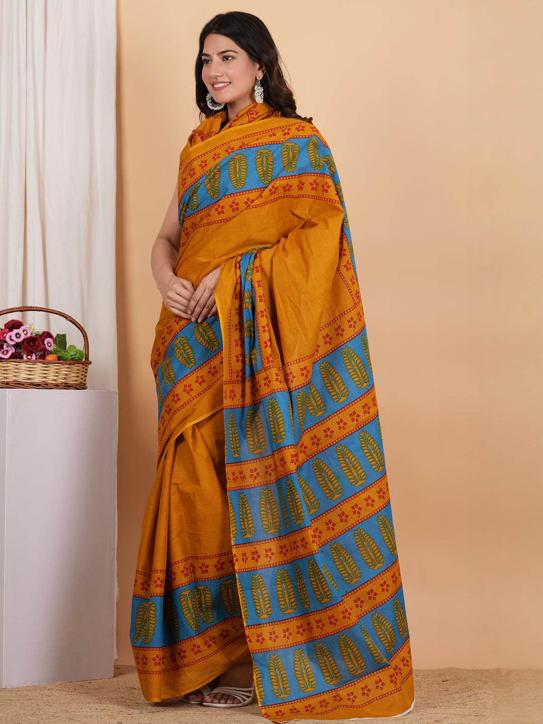 Dastkar Bagh Printed Pure Cotton Block Print Saree