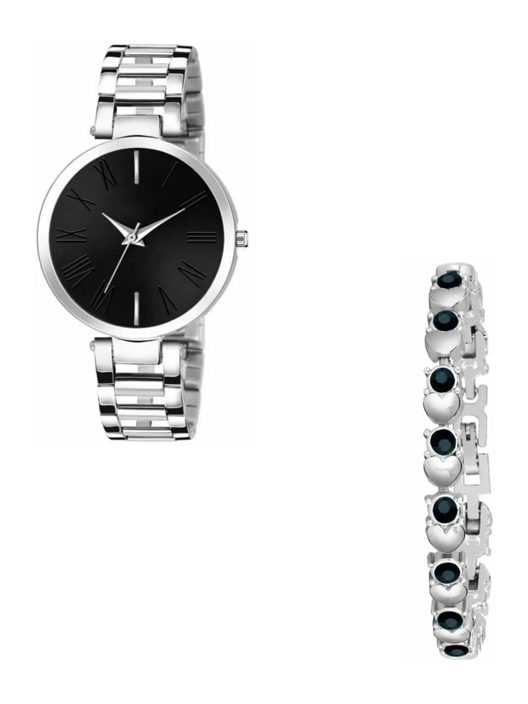 Miss Perfect Unisex Round Dial & Bracelet Style Strap Analogue Watch And A Bracelet jk2298
