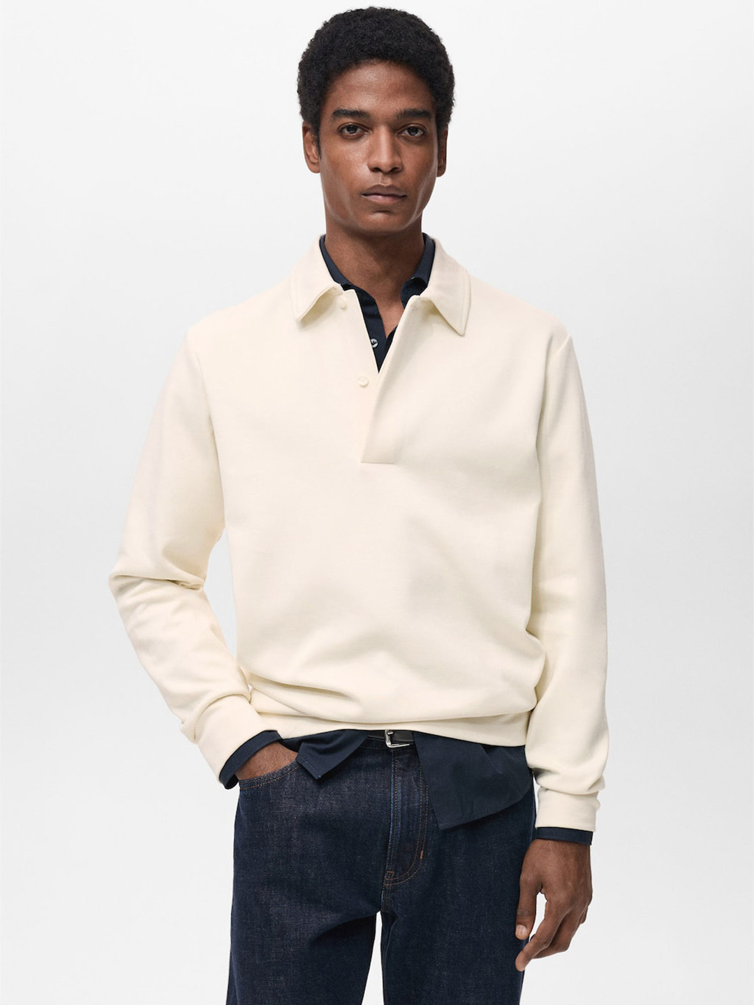MANGO MAN Shirt Collar Sweatshirt