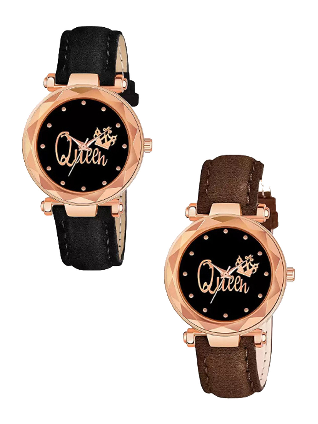 Miss Perfect Women Pack Of 2 Textured Dial & Leather Textured Straps Analogue Watch DF23