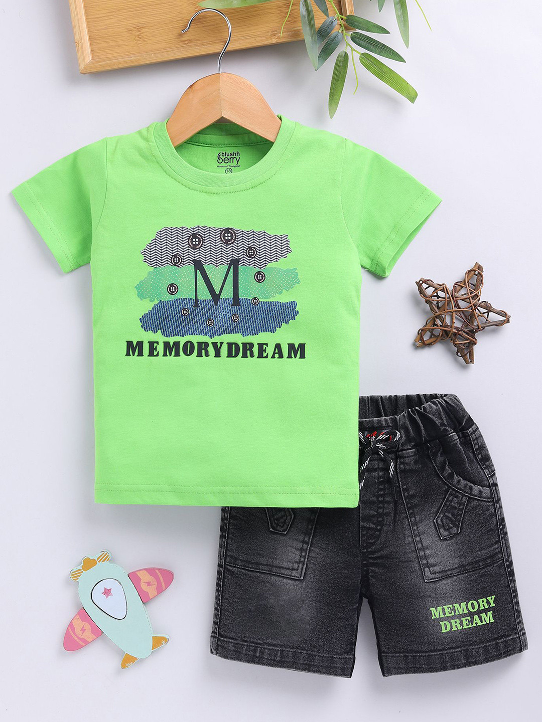 Toonyport Boys Printed Short Sleeves Pure Cotton T-shirt With Shorts