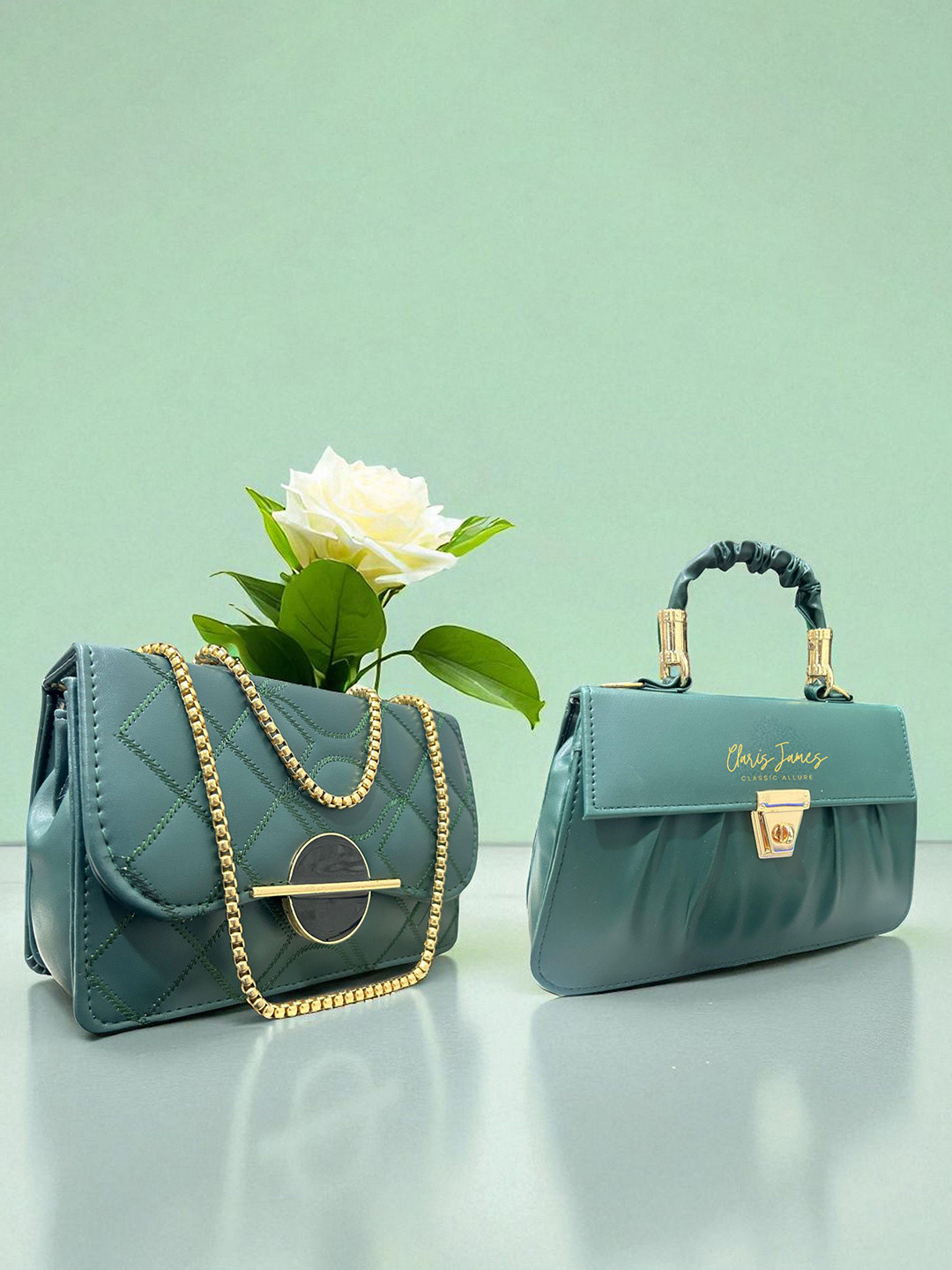 CLARIS JAMES Pack Of 2 Brand Logo Printed Structured Sling Bag