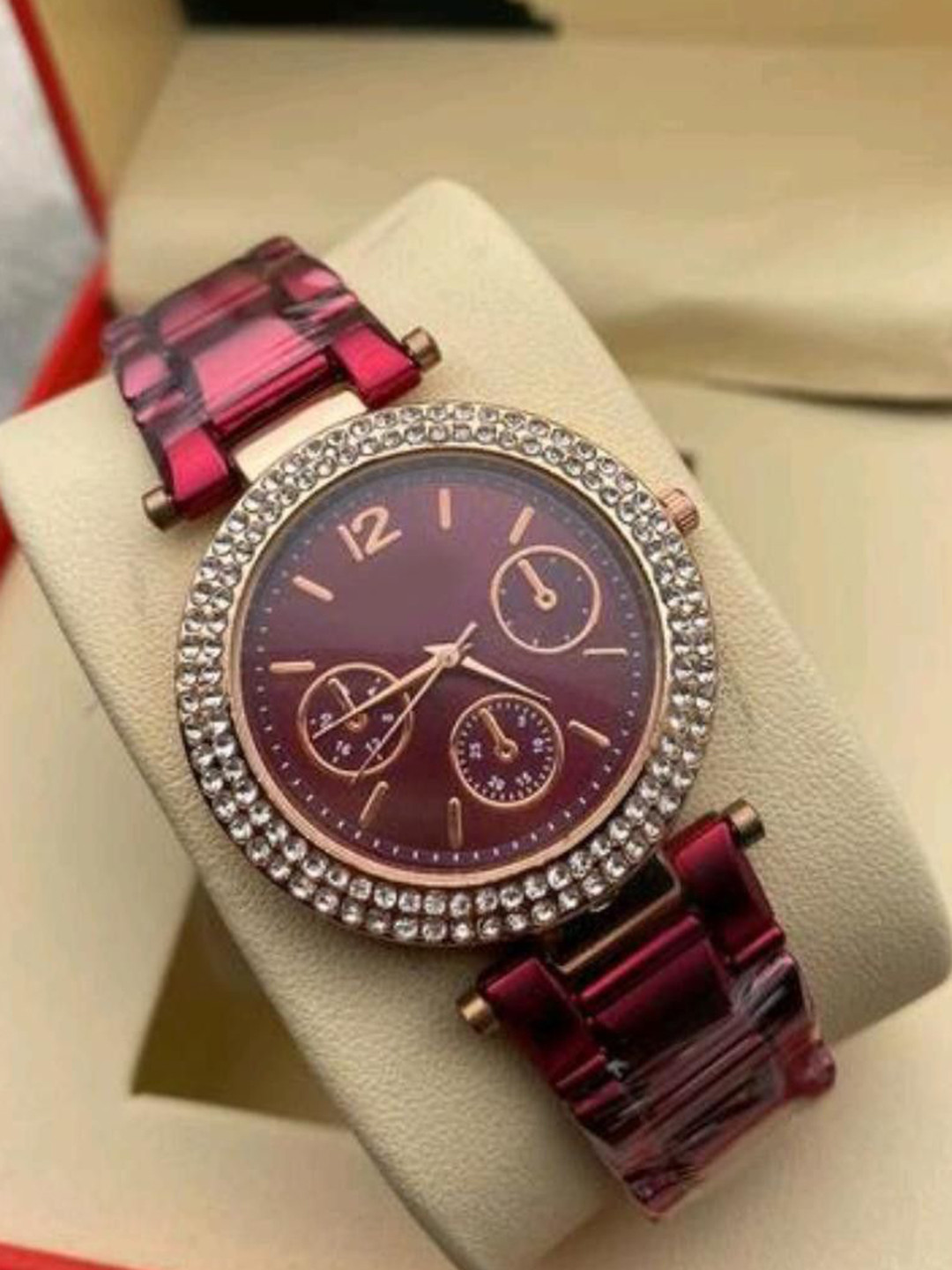 Miss Perfect Women Embellished Dial & Bracelet Style Straps Analogue Watch Aki65