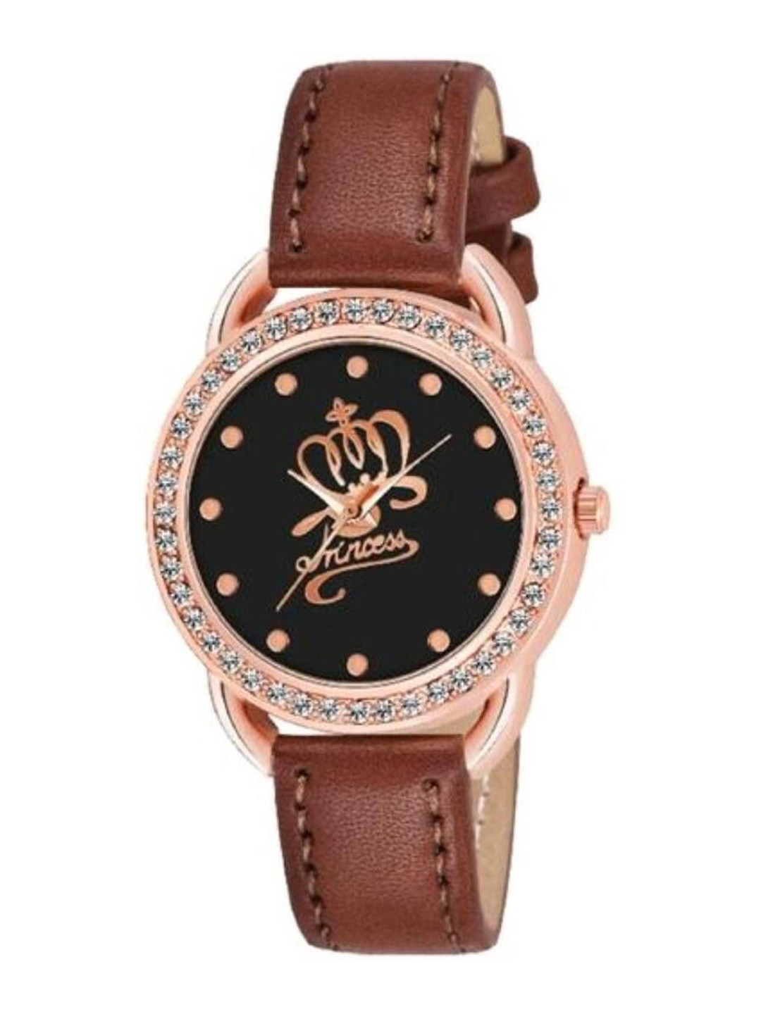 Miss Perfect Women Embellished Dial & Leather Textured Straps Analogue Watch Cvv23