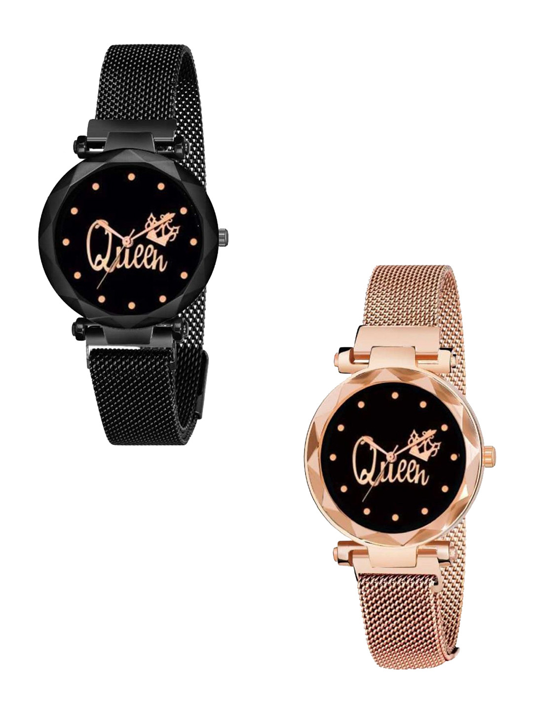 Miss Perfect Women Pack Of 2 Textured Dial & Bracelet Style Straps Analogue Watch CO402