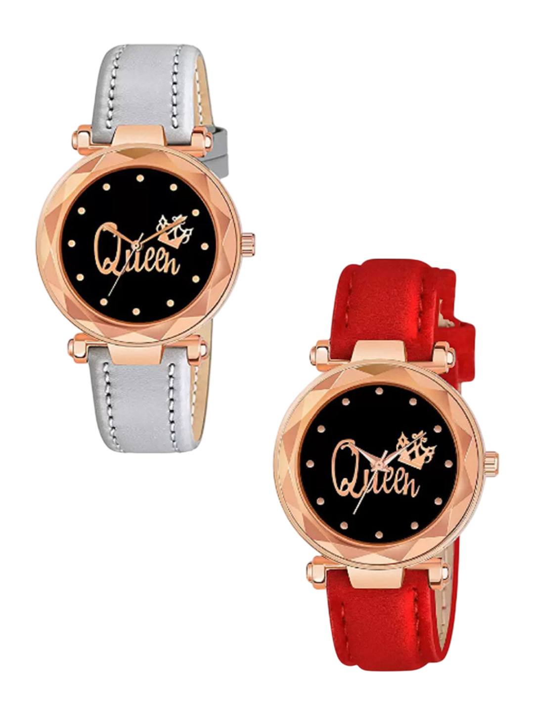 Miss Perfect Women Set of 2 Leather Straps Analogue Watch DF41