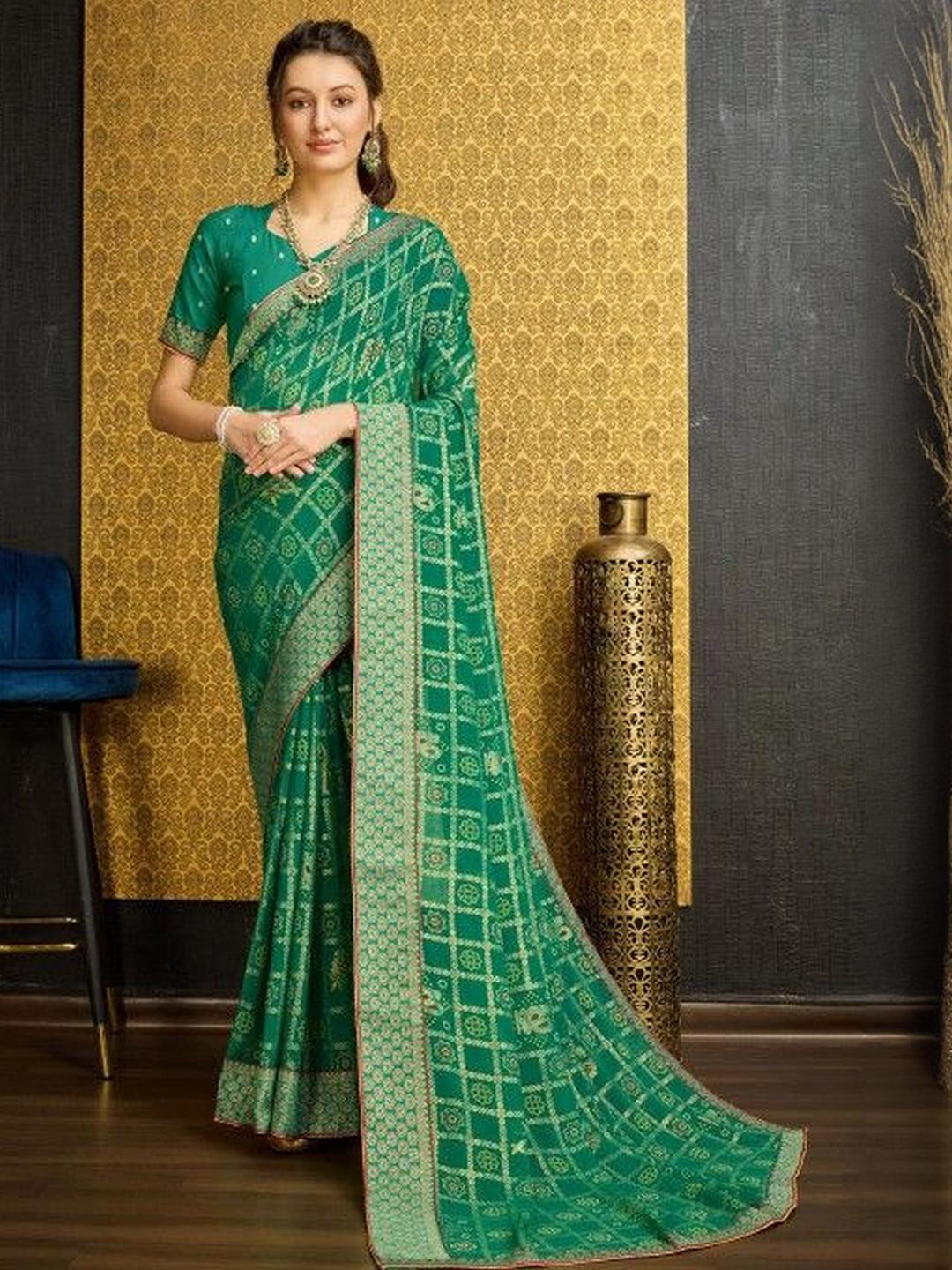 KARAGIRI Ethnic Motifs Printed Zari Wedding Saree