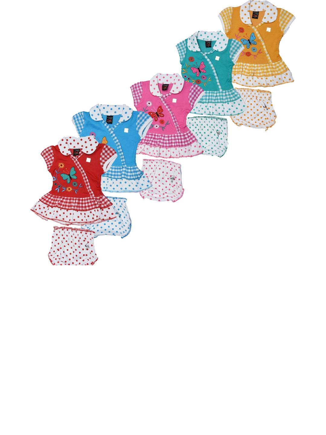 SK NAREN Girls Pack Of 5 Printed T-shirt with Shorts