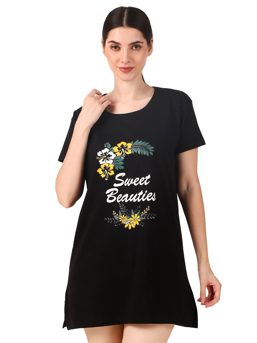 Trike Women Typography Printed Round Neck Cotton T-shirt