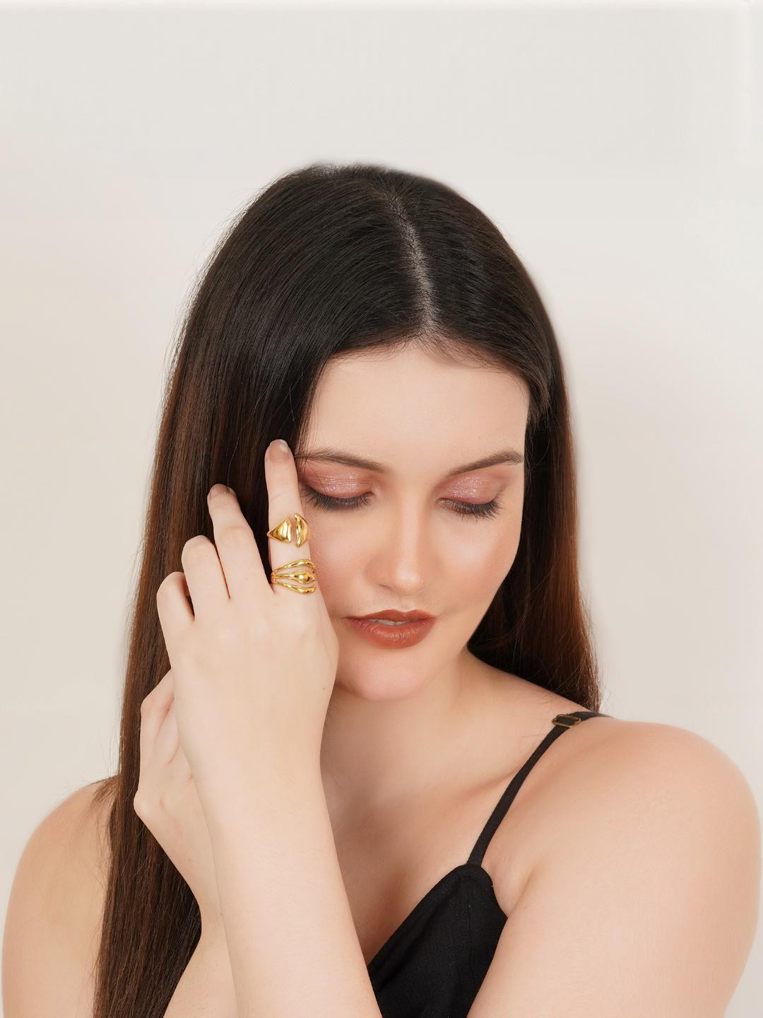 MILLER Women Set of 2 Gold Plated Anti Tarnish Ring