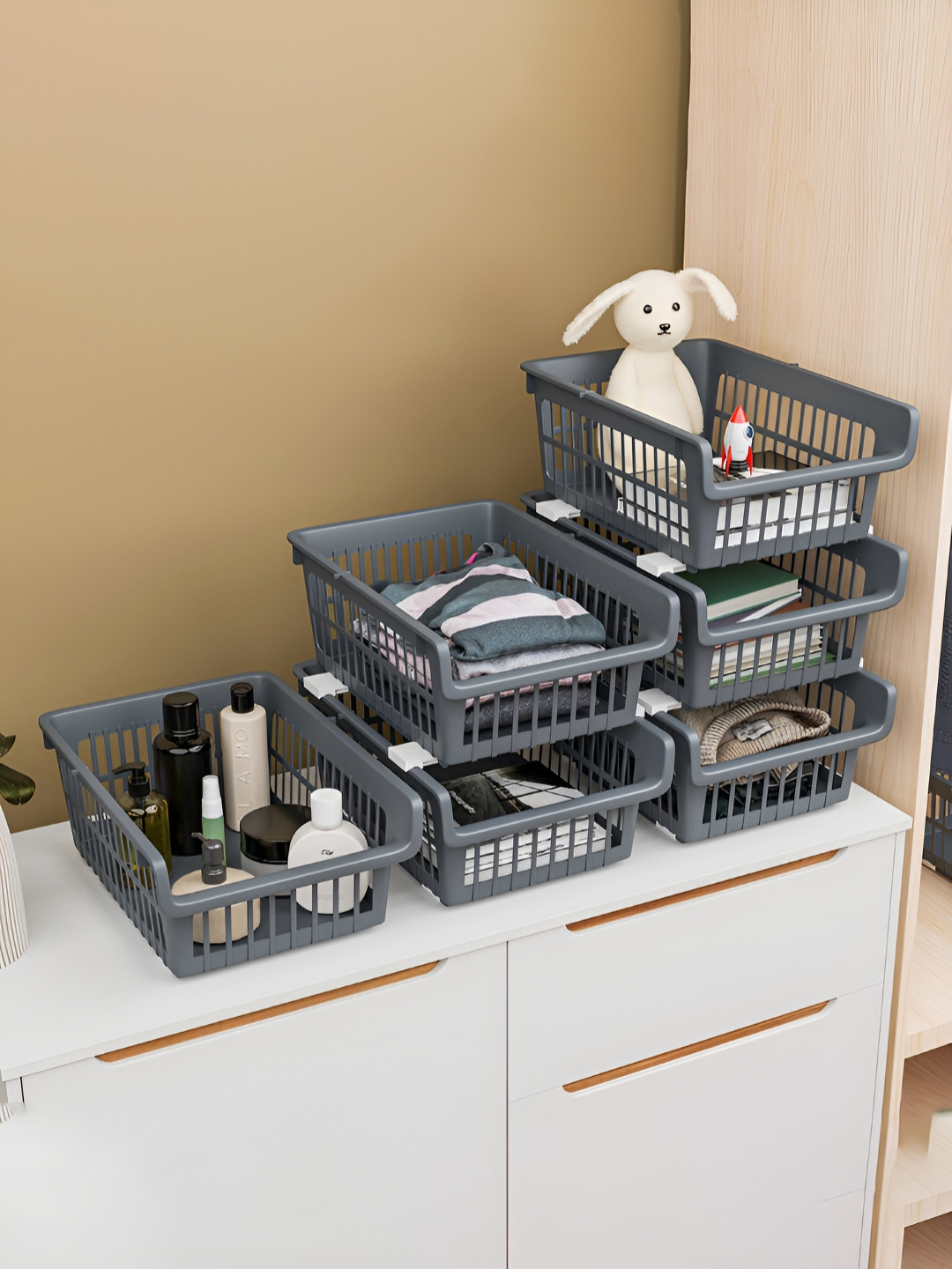 Aura Grey 6 Pieces Stackable Drawer Organisers