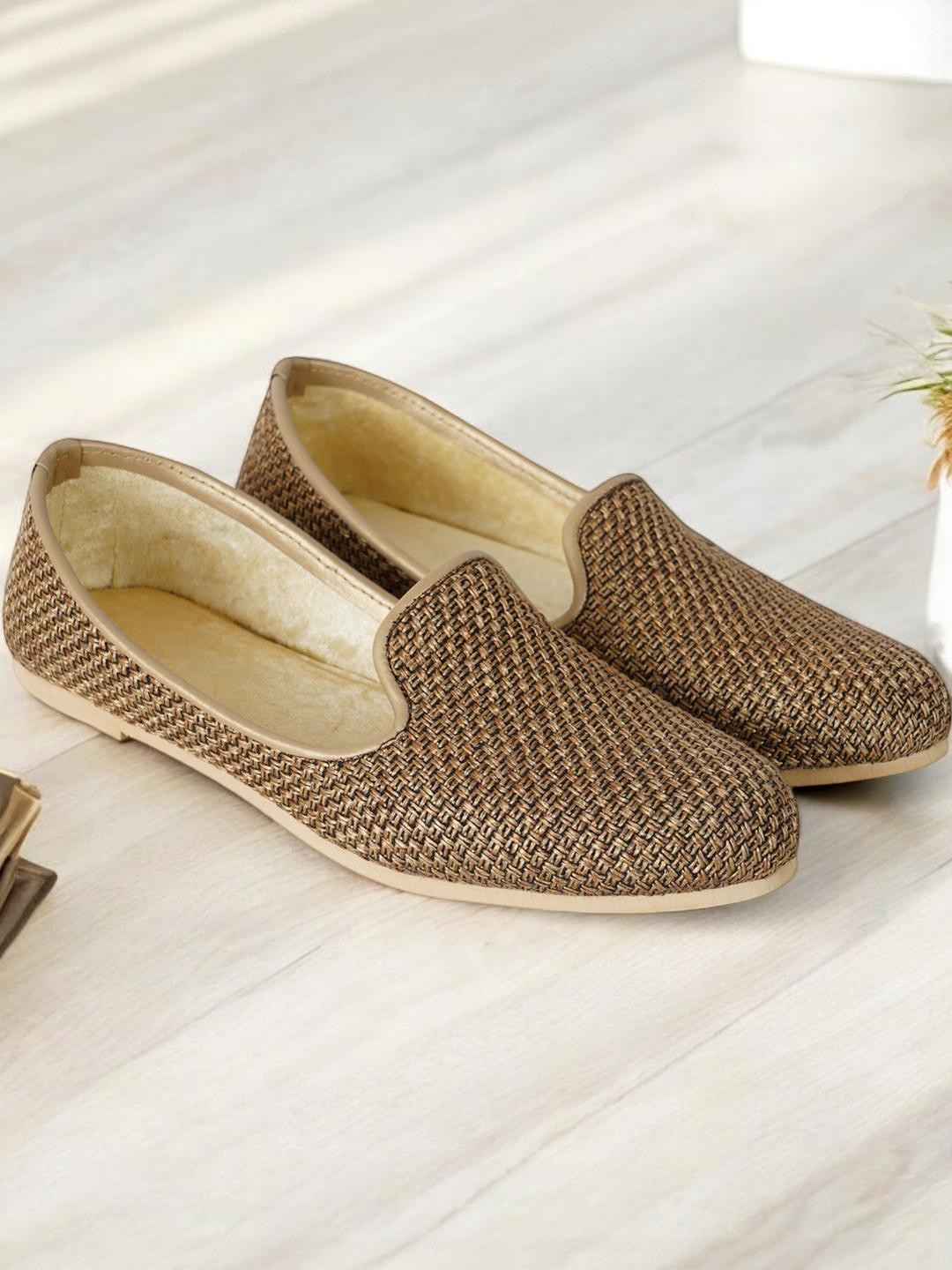 DFR Men Brown Textile  Loafers