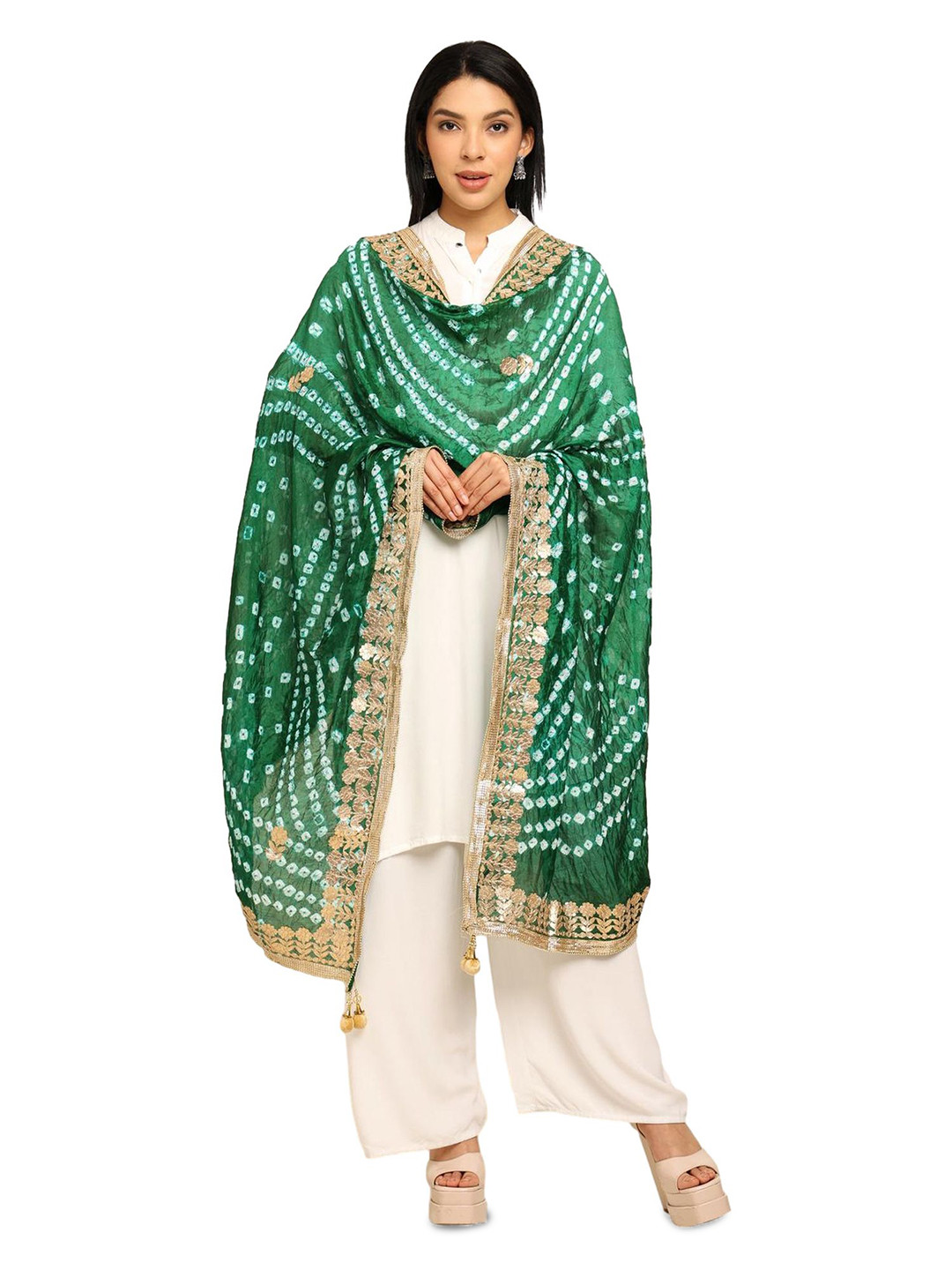 URBAN KANYA Banchani Printed Gotta Patti Silk Dupatta