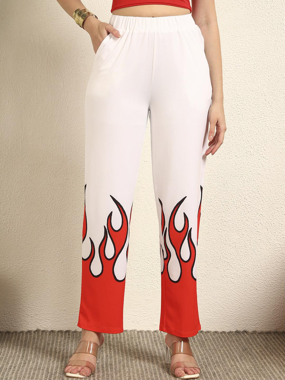 TANDUL Women Striking Flame-Emblazoned Trouser