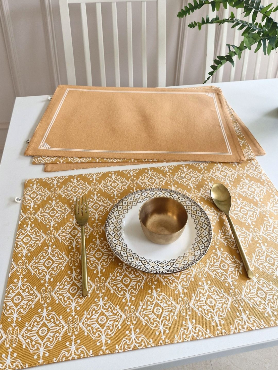 The Yard House Set of 4 Jaisalmer Reversible & Wipeable Cotton Placemats