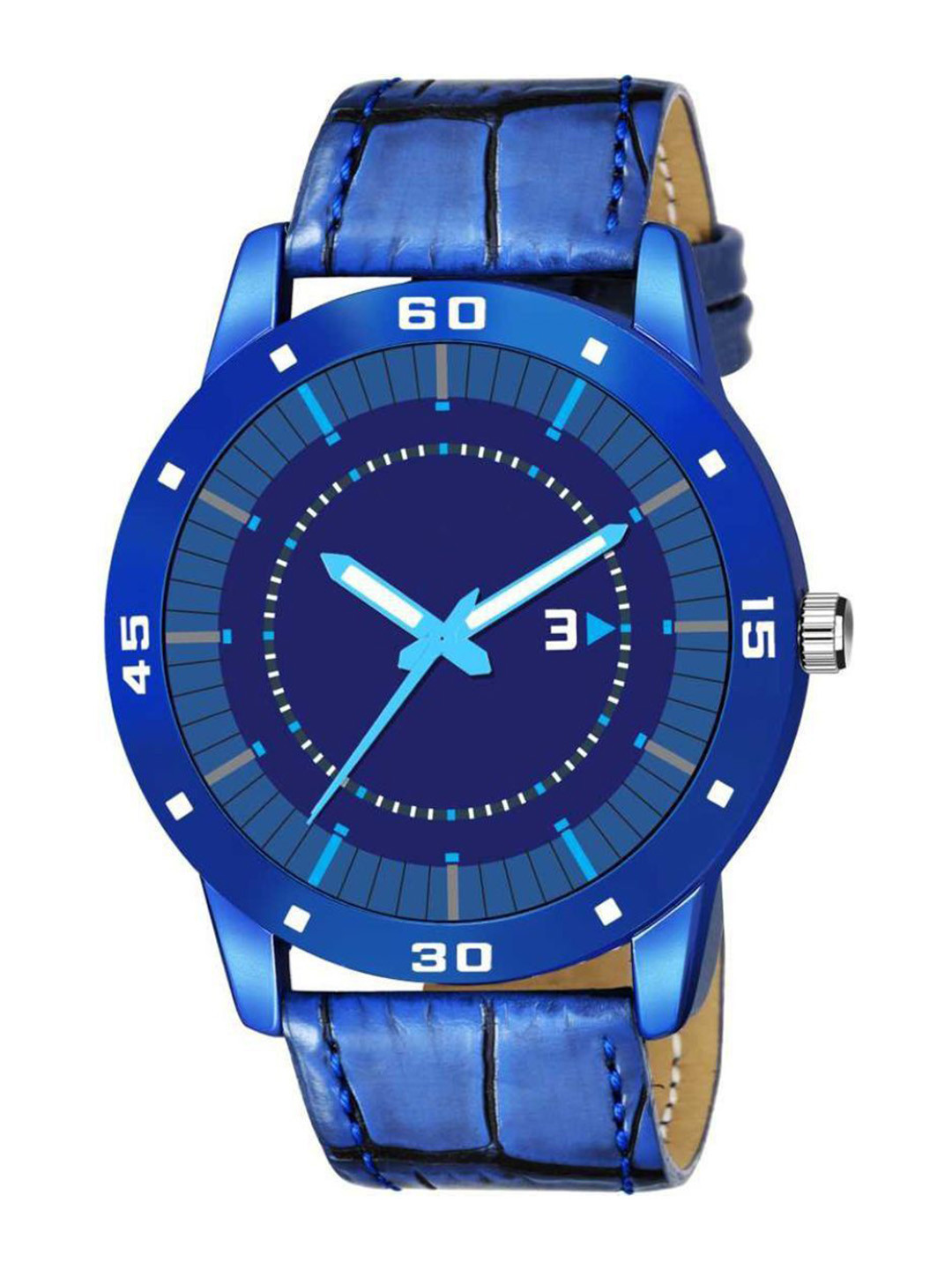 Miss Perfect Men Embellished Dial & Leather Bracelet Style Straps Analogue Watch foxx95