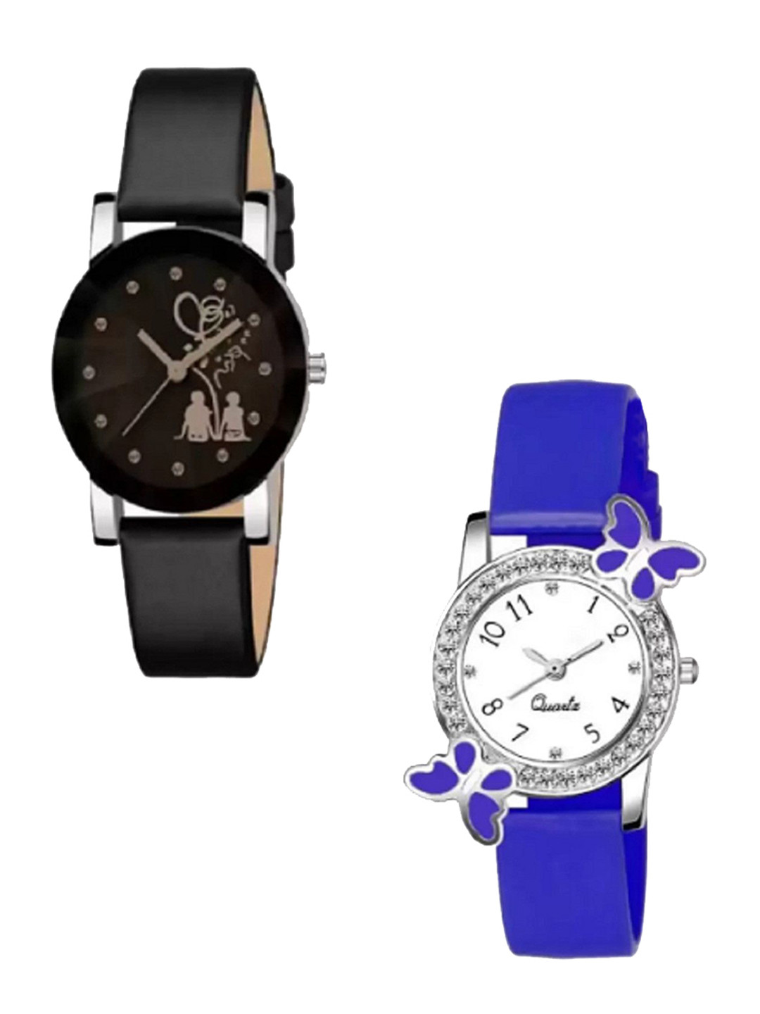 Miss Perfect Women Pack of 2 Round Dial & Leather Straps Analogue Watch PL369