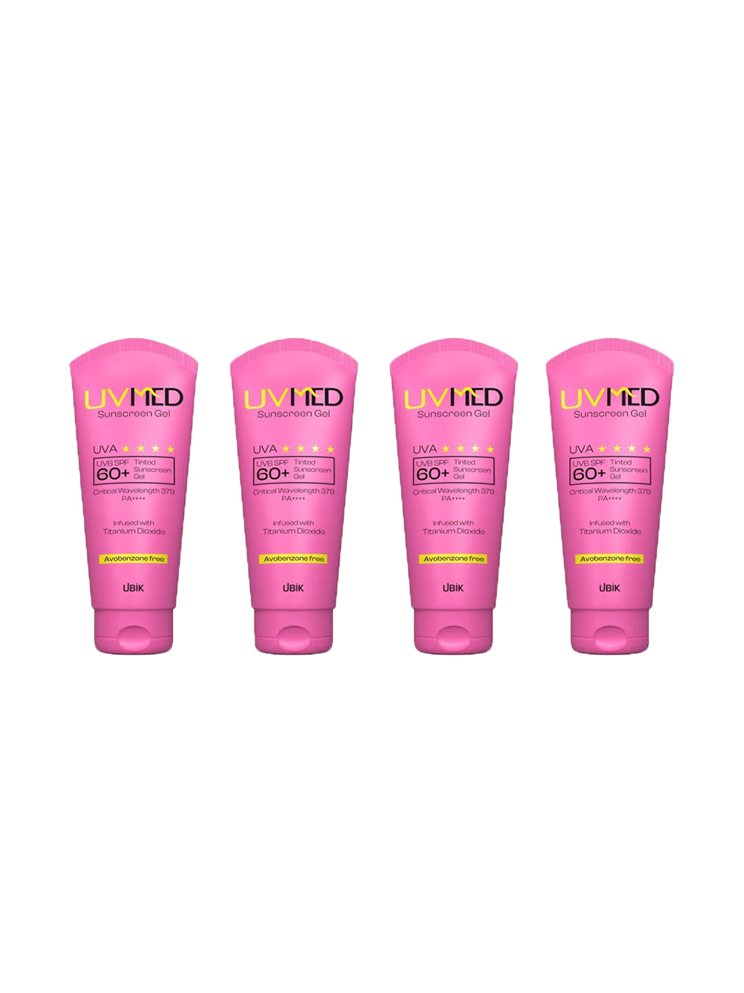 UVMED Set Of 4 Tinted Sunscreen Gel SPF 60+ PA++++ - 50 g Each