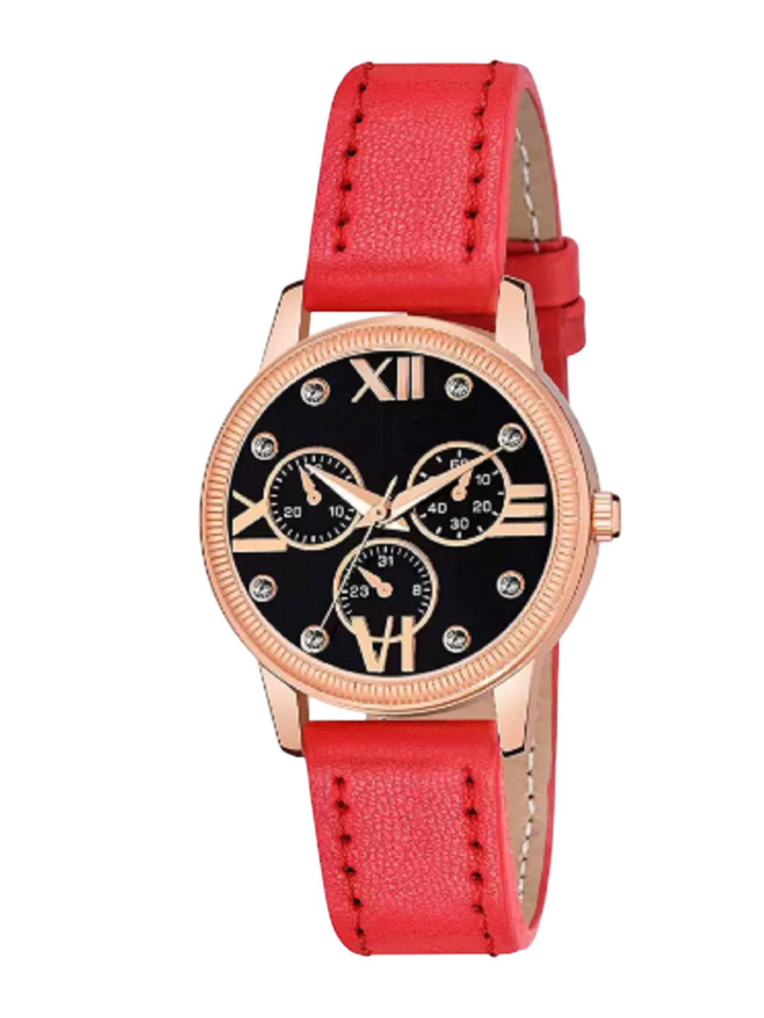 Miss Perfect Women Embellished Dial & Leather Straps Analogue Watch PL455