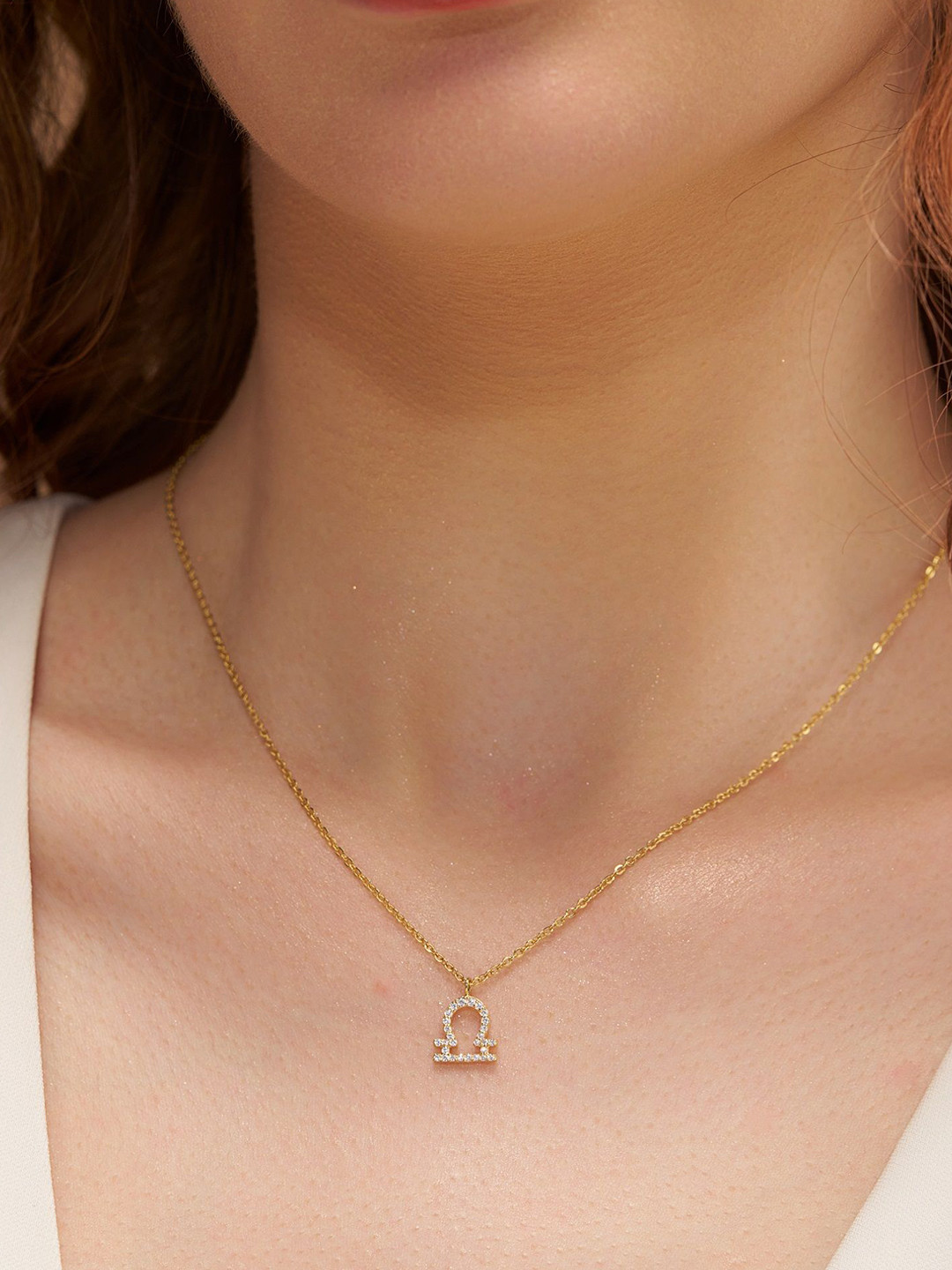 KYMEE 18K Gold Vermeil Libra Zodiac Pendant With Chain