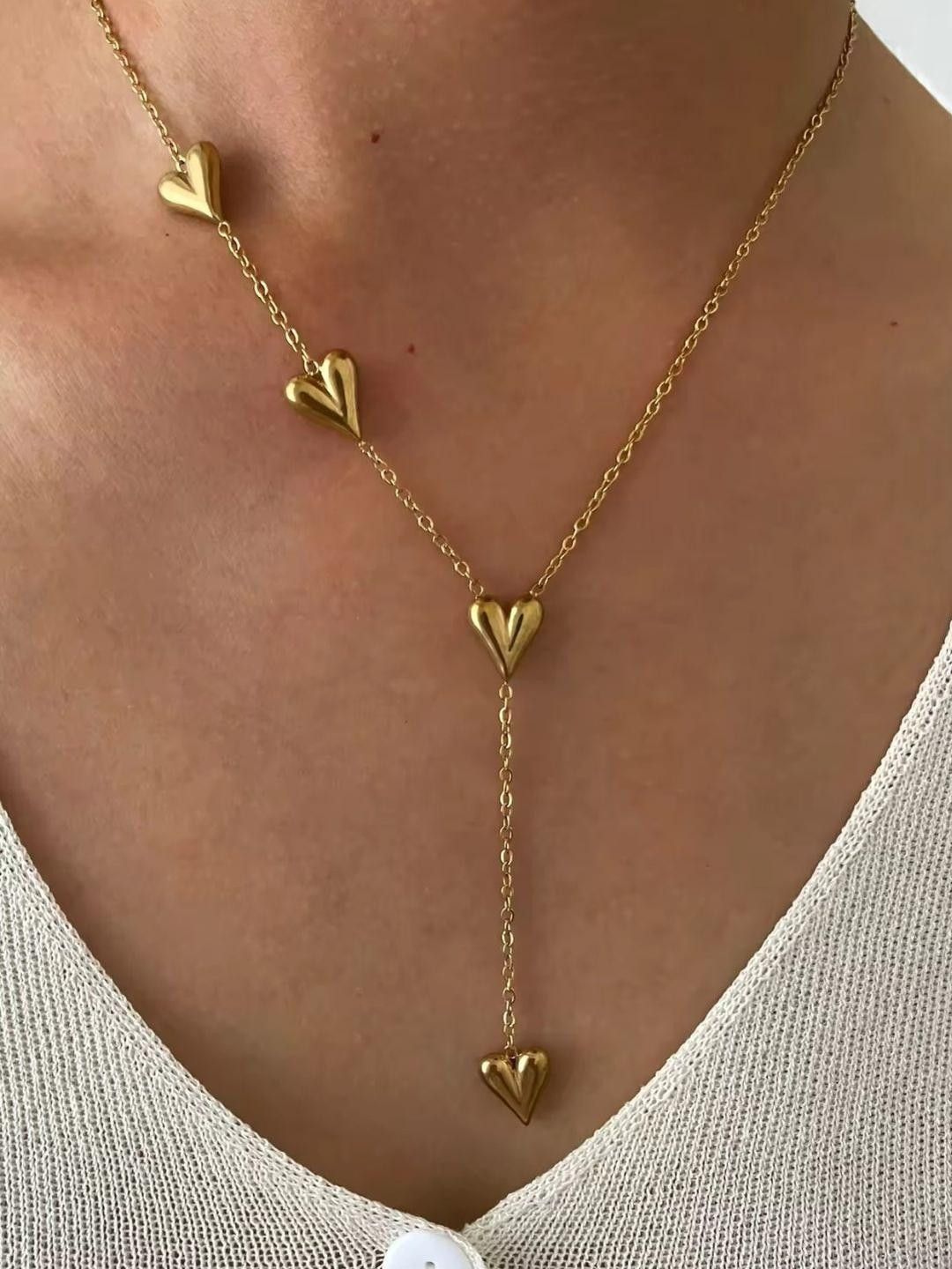 SZN Gold-Plated Puffy Heart Charms Necklace
