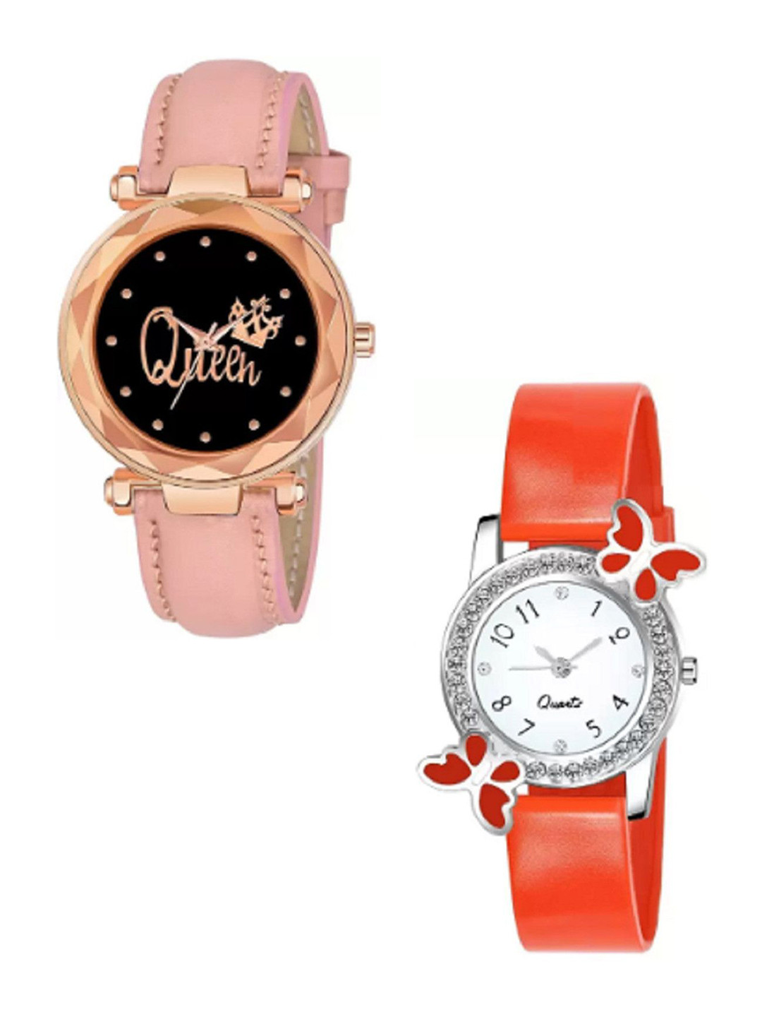 Miss Perfect Women Pack of 2 Printed Dial & Leather Straps Analogue Watch LJ216