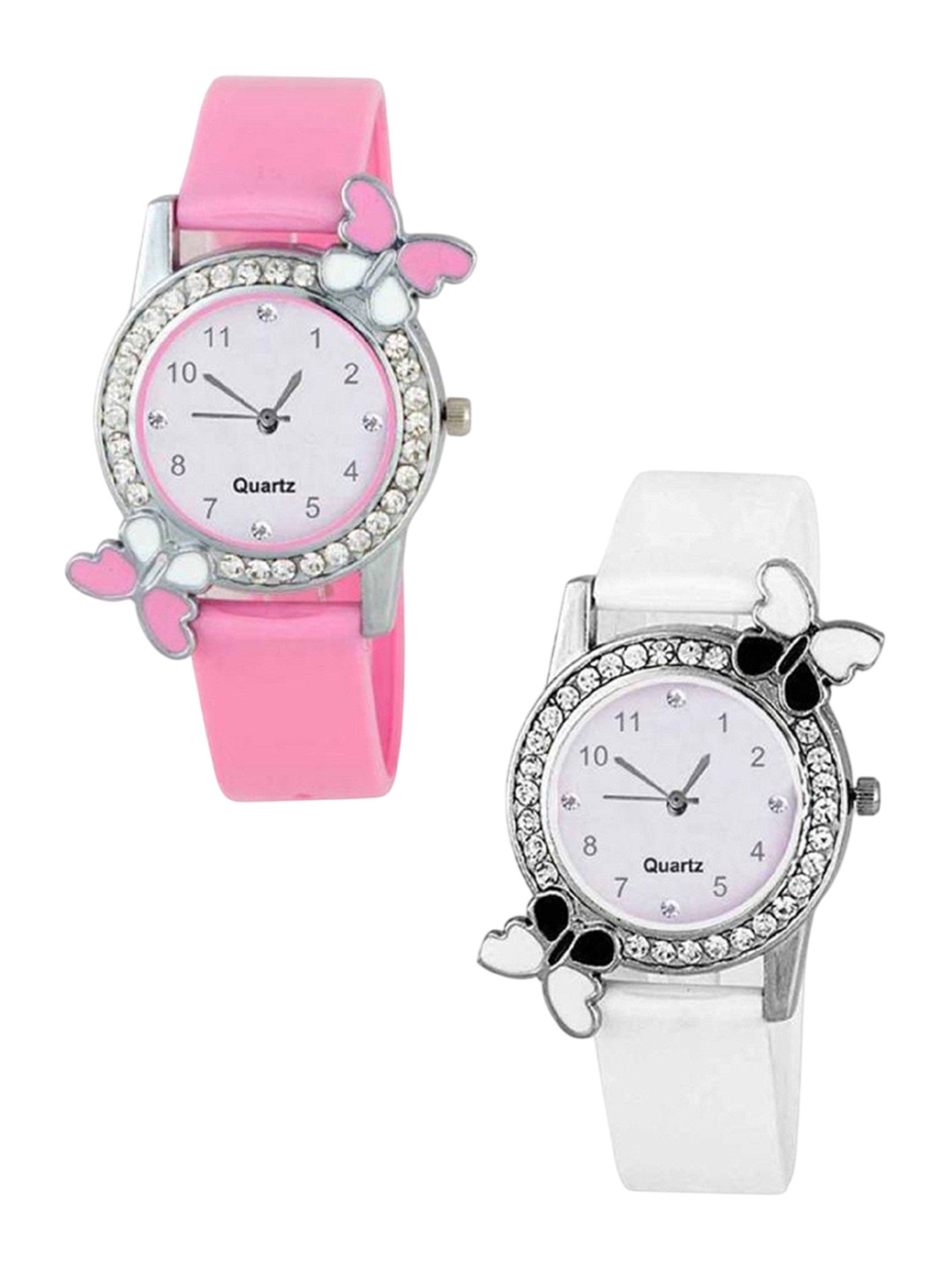 Miss Perfect Women Pack Of 2 Embellished Dial & Straps Analogue Watches a 997