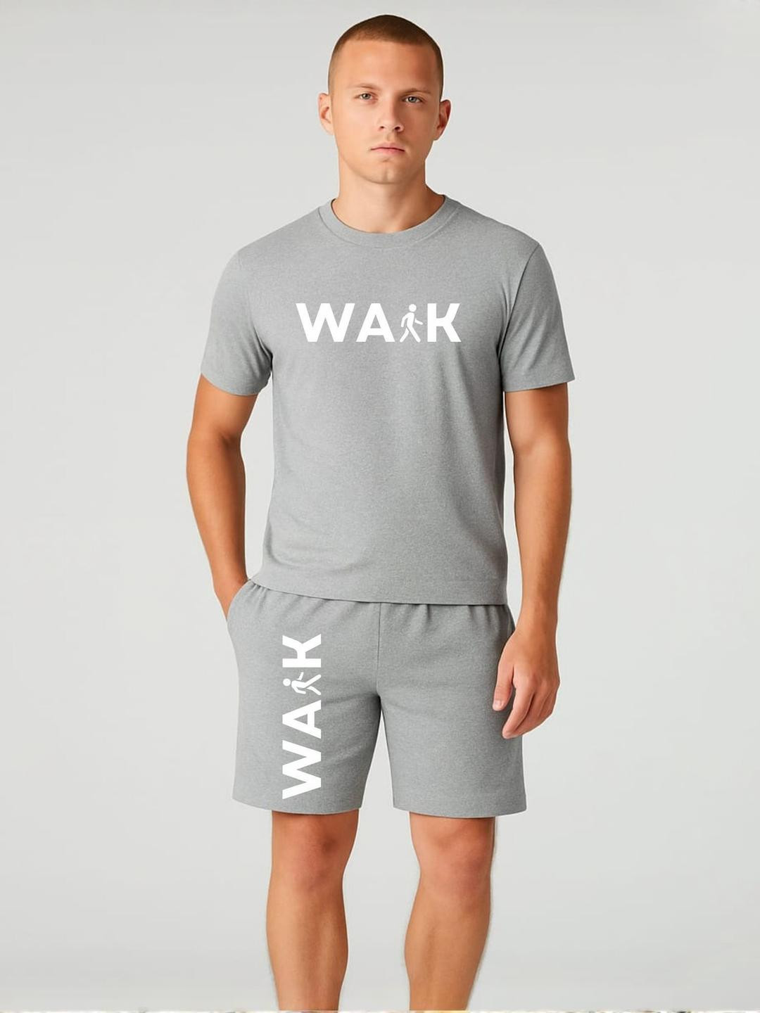 FABSTIEVE Walk Men Printed Round Neck T-Shirt With Shorts Co-Ords